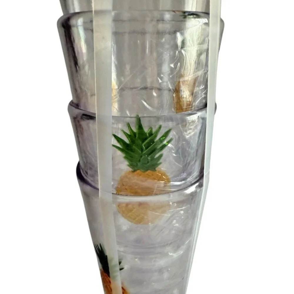 Tommy Bahama Pineapple Clear Acrylic Glasses 18.5 Oz Tumblers BPA Free Set of 4